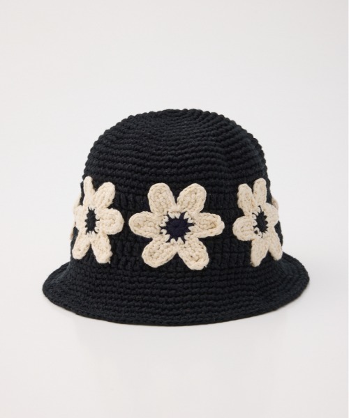 RODEO CROWNS WIDE BOWL（ロデオクラウンズワイドボウル）の「フラワーニットハット（ハット・レディース・ライトピンク/ブラック/アイボリー・FREE）」の5枚目の写真