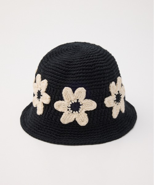 RODEO CROWNS WIDE BOWL（ロデオクラウンズワイドボウル）の「フラワーニットハット（ハット・レディース・ライトピンク/ブラック/アイボリー・FREE）」の6枚目の写真