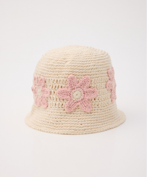 RODEO CROWNS WIDE BOWL（ロデオクラウンズワイドボウル）の「フラワーニットハット（ハット・レディース・ライトピンク/ブラック/アイボリー・FREE）」の9枚目の写真