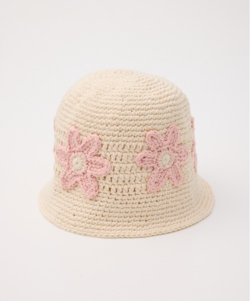 RODEO CROWNS WIDE BOWL（ロデオクラウンズワイドボウル）の「フラワーニットハット（ハット・レディース・ライトピンク/ブラック/アイボリー・FREE）」の10枚目の写真