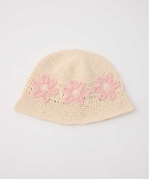 RODEO CROWNS WIDE BOWL（ロデオクラウンズワイドボウル）の「フラワーニットハット（ハット・レディース・ライトピンク/ブラック/アイボリー・FREE）」の11枚目の写真