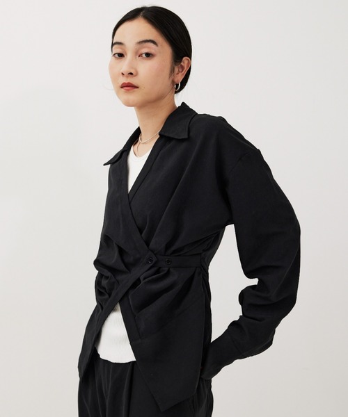 HANNE(アン)の「カシュクールシャツ(シャツ/ブラウス・レディース・ベージュ/ブラック・FREE)」の10枚目の写真