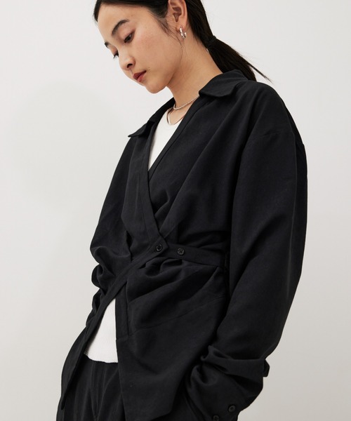 HANNE(アン)の「カシュクールシャツ(シャツ/ブラウス・レディース・ベージュ/ブラック・FREE)」の12枚目の写真