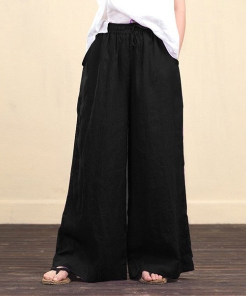 SallyLunn(サリーラン)の「リネンライクイージーワイドパンツ(その他パンツ・レディース・グリーン/ベージュ/ブラック・MEDIUM/LARGE)」の1枚目の写真