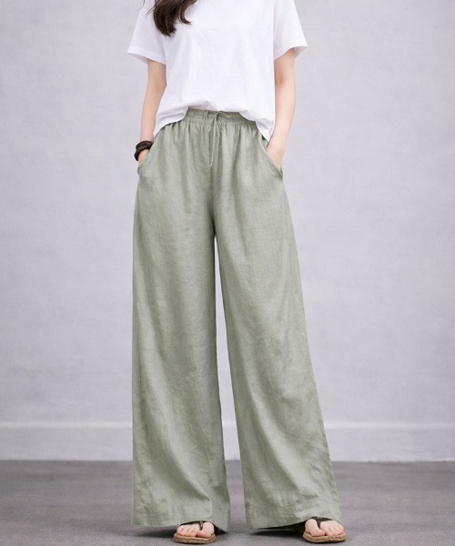 SallyLunn(サリーラン)の「リネンライクイージーワイドパンツ(その他パンツ・レディース・グリーン/ベージュ/ブラック・MEDIUM/LARGE)」の7枚目の写真