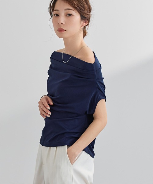 UR'S（ユアーズ）の「マルチウェイドレープカットソー（Tシャツ/カットソー・レディース・ホワイト/ブラウン/ブラック/ネイビー・L/M/S）」の4枚目の写真