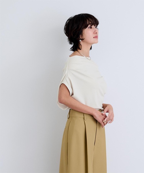 UR'S（ユアーズ）の「マルチウェイドレープカットソー（Tシャツ/カットソー・レディース・ホワイト/ブラウン/ブラック/ネイビー・L/M/S）」の8枚目の写真