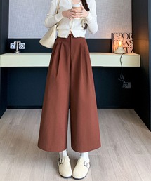 ハイウエスト タックワイドパンツ