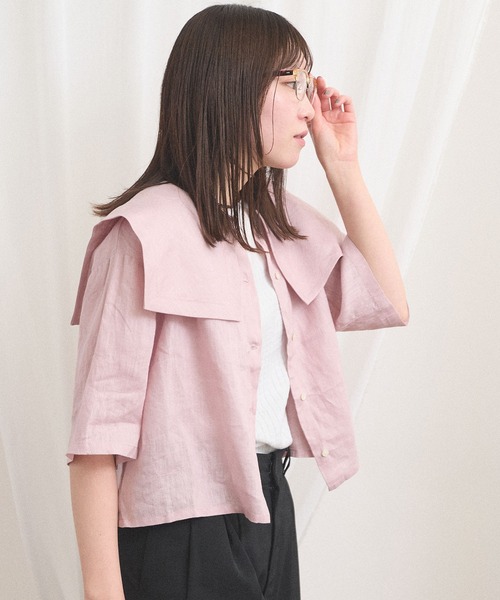 fig Ｌondon（フィグロンドン）の「daily LINEN sailor blouse（シャツ/ブラウス・レディース・レッド/グリーン/ピンク・FREE）」の16枚目の写真