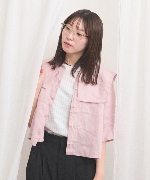 fig Ｌondon（フィグロンドン）の「daily LINEN sailor blouse（シャツ/ブラウス・レディース・レッド/グリーン/ピンク・FREE）」の11枚目の写真