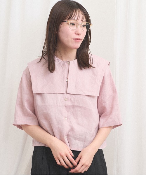 fig Ｌondon（フィグロンドン）の「daily LINEN sailor blouse（シャツ/ブラウス・レディース・レッド/グリーン/ピンク・FREE）」の14枚目の写真