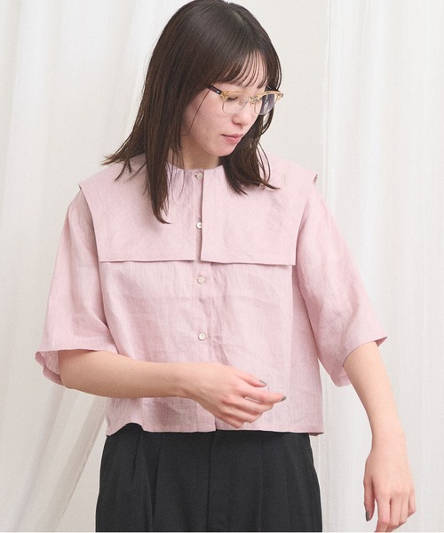 fig Ｌondon（フィグロンドン）の「daily LINEN sailor blouse（シャツ/ブラウス・レディース・レッド/グリーン/ピンク・FREE）」の15枚目の写真