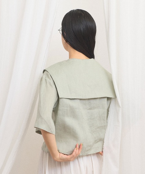 fig Ｌondon（フィグロンドン）の「daily LINEN sailor blouse（シャツ/ブラウス・レディース・レッド/グリーン/ピンク・FREE）」の8枚目の写真