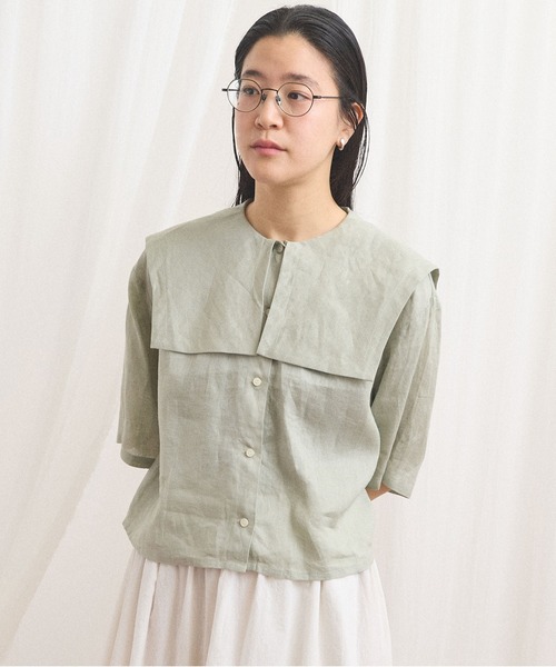 fig Ｌondon（フィグロンドン）の「daily LINEN sailor blouse（シャツ/ブラウス・レディース・レッド/グリーン/ピンク・FREE）」の10枚目の写真