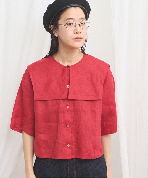 fig Ｌondon（フィグロンドン）の「daily LINEN sailor blouse（シャツ/ブラウス・レディース・レッド/グリーン/ピンク・FREE）」の19枚目の写真