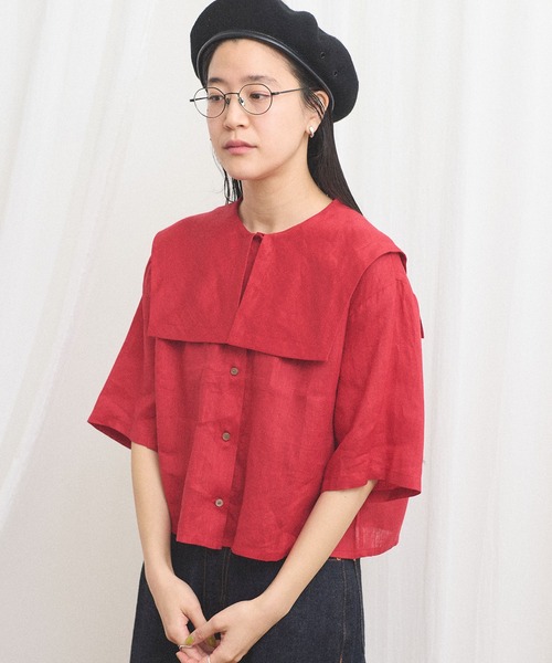 fig Ｌondon（フィグロンドン）の「daily LINEN sailor blouse（シャツ/ブラウス・レディース・レッド/グリーン/ピンク・FREE）」の20枚目の写真