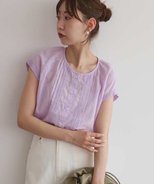 SLOBE IENA(スローブイエナ)の「ドットジャガードノースリーブブラウス(シャツ/ブラウス・レディース・ホワイト/ブラック/ピンク系その他・FREE)」の7枚目の写真