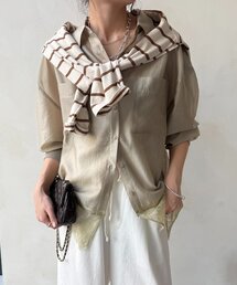 裾レース切替シアーシャツ