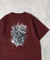 ニュアンスマーブルプリント 花柄デザイン半袖Tシャツ