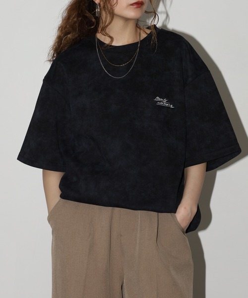 FUNALIVE(ファンアライブ)の「ニュアンスマーブルプリント 花柄デザイン半袖Tシャツ(Tシャツ/カットソー・メンズ・ブラック/ワインレッド・L/M)」の11枚目の写真