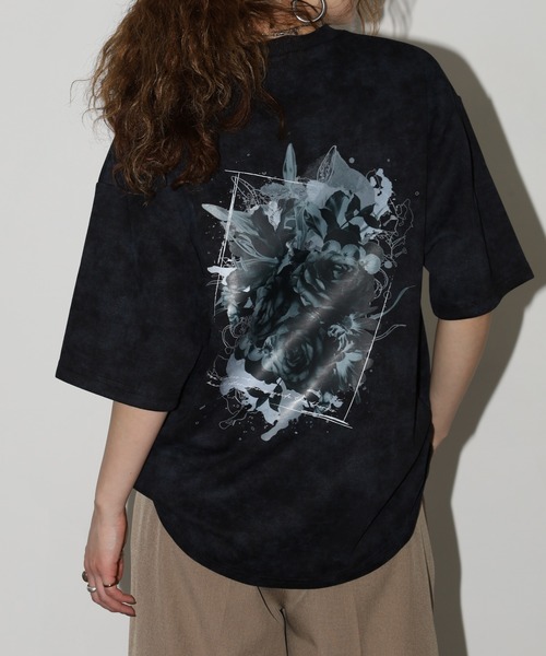 FUNALIVE(ファンアライブ)の「ニュアンスマーブルプリント 花柄デザイン半袖Tシャツ(Tシャツ/カットソー・メンズ・ブラック/ワインレッド・L/M)」の14枚目の写真