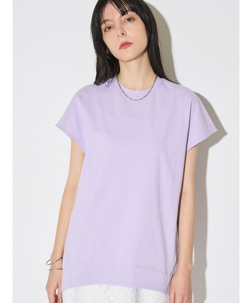 ELENDEEK(エレンディーク)の「タックヘムルーズカットソー(Tシャツ/カットソー・レディース・チャコールグレー/オフホワイト/ラベンダー・FREE)」の4枚目の写真