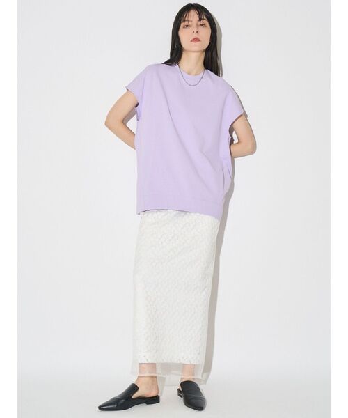 ELENDEEK(エレンディーク)の「タックヘムルーズカットソー(Tシャツ/カットソー・レディース・チャコールグレー/オフホワイト/ラベンダー・FREE)」の8枚目の写真