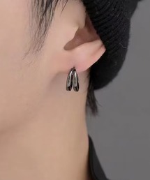 ダブルライン ブラックフープピアス