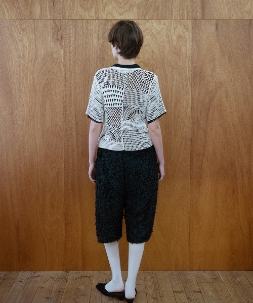 leinwande(ラインヴァンド)の「Landscape Crochet Polo / ランドスケープクロシェポロ(ポロシャツ・レディース・White/ブラック系/オレンジ・ONE SIZE)」の6枚目の写真