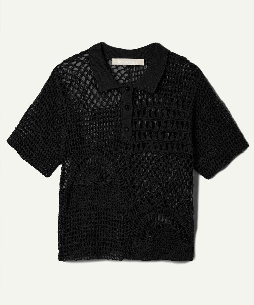 leinwande(ラインヴァンド)の「Landscape Crochet Polo / ランドスケープクロシェポロ(ポロシャツ・レディース・White/ブラック系/オレンジ・ONE SIZE)」の14枚目の写真