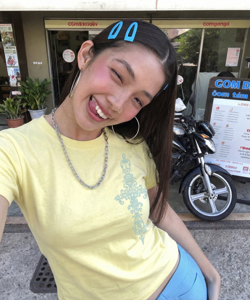 GRAVER（グレーバー）の「[ユニセックス]SIM CROSS スリム半袖Tシャツ_YELLOW（Tシャツ/カットソー・レディース・レモンイエロー・X-SMALL）」の3枚目の写真