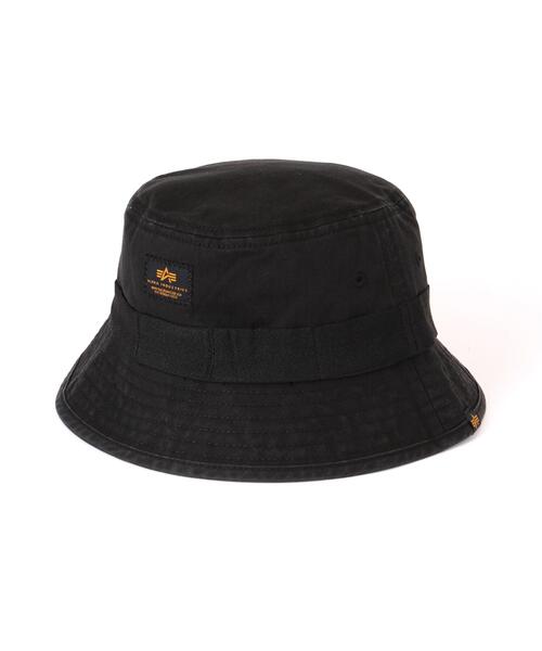 Alpha Industries(アルファインダストリーズ)の「Alpha Industries/アルファインダストリーズ/Washed Out Bucket Hat/ウォッシュド アウト バケットハット(キャップ・メンズ・ブラック/オリーブ系・F)」の2枚目の写真