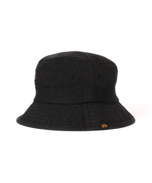 Alpha Industries(アルファインダストリーズ)の「Alpha Industries/アルファインダストリーズ/Washed Out Bucket Hat/ウォッシュド アウト バケットハット(キャップ・メンズ・ブラック/オリーブ系・F)」の4枚目の写真