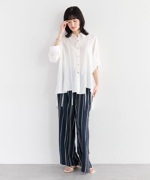 Editt by YECCA VECCA(エディットバイイェッカヴェッカ)の「ストリングデザインシャツ(シャツ/ブラウス・レディース・カーキ/ホワイト/ネイビー・FREE)」の11枚目の写真