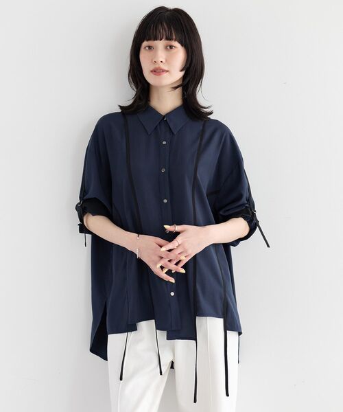 Editt by YECCA VECCA(エディットバイイェッカヴェッカ)の「ストリングデザインシャツ(シャツ/ブラウス・レディース・カーキ/ホワイト/ネイビー・FREE)」の15枚目の写真