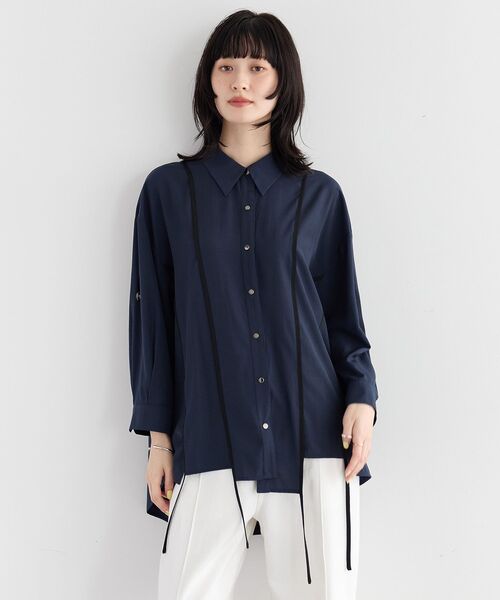 Editt by YECCA VECCA(エディットバイイェッカヴェッカ)の「ストリングデザインシャツ(シャツ/ブラウス・レディース・カーキ/ホワイト/ネイビー・FREE)」の16枚目の写真
