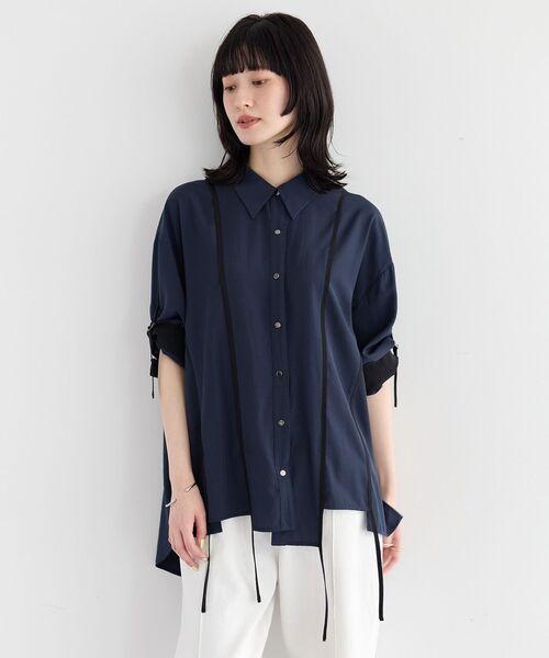 Editt by YECCA VECCA(エディットバイイェッカヴェッカ)の「ストリングデザインシャツ(シャツ/ブラウス・レディース・カーキ/ホワイト/ネイビー・FREE)」の17枚目の写真