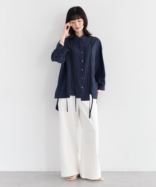 Editt by YECCA VECCA(エディットバイイェッカヴェッカ)の「ストリングデザインシャツ(シャツ/ブラウス・レディース・カーキ/ホワイト/ネイビー・FREE)」の21枚目の写真