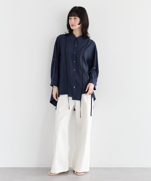 Editt by YECCA VECCA(エディットバイイェッカヴェッカ)の「ストリングデザインシャツ(シャツ/ブラウス・レディース・カーキ/ホワイト/ネイビー・FREE)」の22枚目の写真
