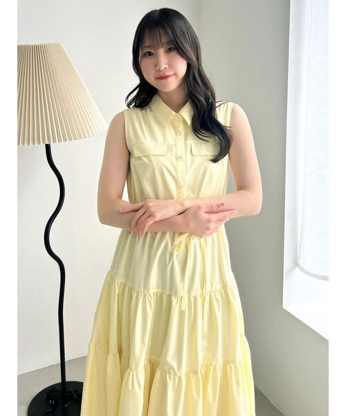 dazzlin（ダズリン）の「【WEB限定】コットンボリュームワンピース（ワンピース・レディース・ブルー/オフホワイト/イエロー/ブラウン・FREE）」の4枚目の写真