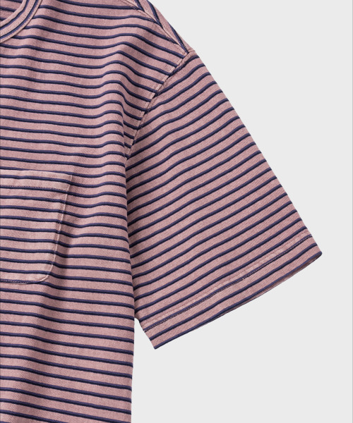 NONBLANK（ノンブランク）の「ウォッシュドポケットストライプTシャツ_PINK（Tシャツ/カットソー・メンズ・ピンク・MEDIUM/LARGE/X-LARGE）」の5枚目の写真