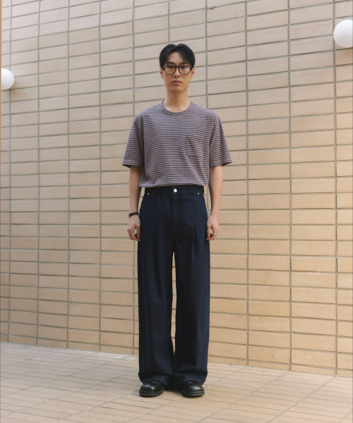 NONBLANK（ノンブランク）の「ウォッシュドポケットストライプTシャツ_PINK（Tシャツ/カットソー・メンズ・ピンク・MEDIUM/LARGE/X-LARGE）」の9枚目の写真
