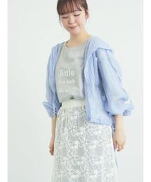 シアー裾ドロストフードシャツ