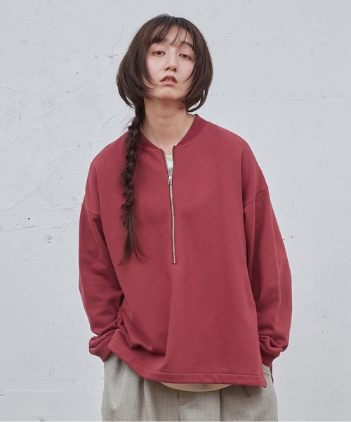 Dulcamara(ドゥルカマラ)の「ハーフZipスウェットPO(スウェット・メンズ・ローズ/ブラック・1/0)」の2枚目の写真