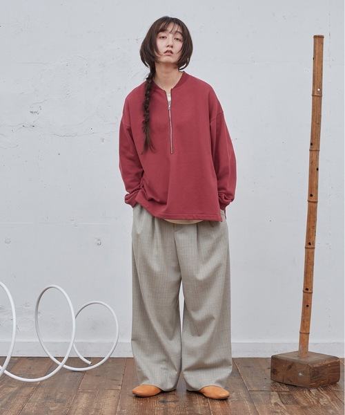 Dulcamara(ドゥルカマラ)の「ハーフZipスウェットPO(スウェット・メンズ・ローズ/ブラック・1/0)」の8枚目の写真