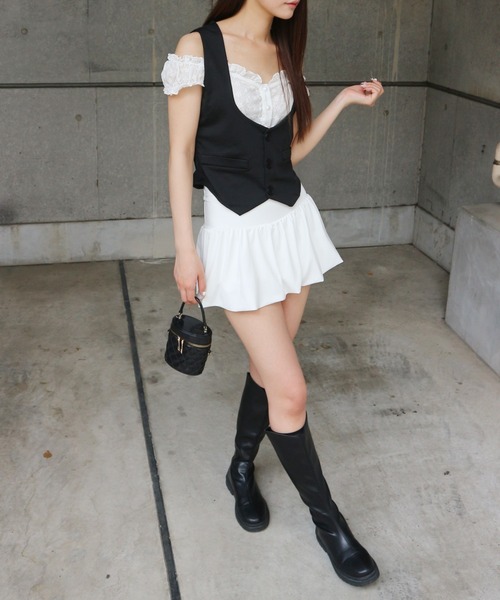 CeLess(セレス)の「High-waisted Balloon Mini Skirt / ハイウエストバルーンミニスカート(スカート・レディース・ホワイト/ブラック・M/S)」の7枚目の写真