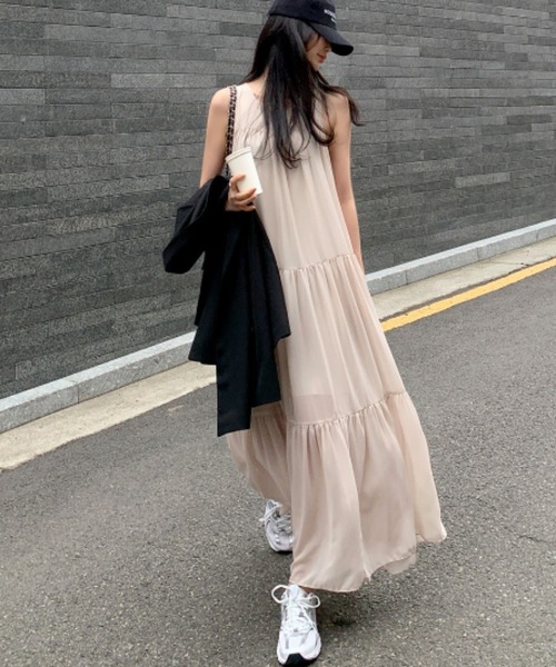 FREE STYLISTS(フリー スタイリスト)の「YUGA_YGMC Korean-style Tiered A-line dress(ワンピース・レディース・ブラック/ライトピンク・FREE)」の10枚目の写真