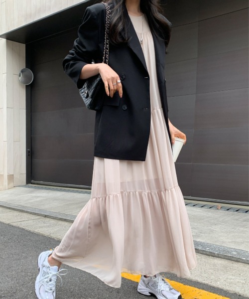 FREE STYLISTS(フリー スタイリスト)の「YUGA_YGMC Korean-style Tiered A-line dress(ワンピース・レディース・ブラック/ライトピンク・FREE)」の12枚目の写真