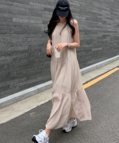 FREE STYLISTS(フリー スタイリスト)の「YUGA_YGMC Korean-style Tiered A-line dress(ワンピース・レディース・ブラック/ライトピンク・FREE)」の15枚目の写真