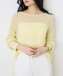 【身長/骨格別着用画像あり】ドライタッチサマーニット　夏服　秋服　春服　メッシュトップス　シアーニット　シアートップス　体系カバー　お尻が隠れる